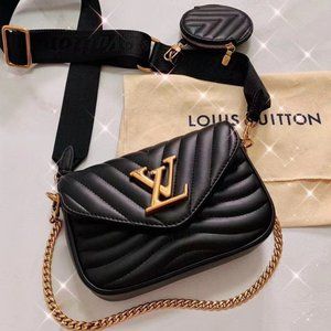 LV New Wave 2-in-1 Gold calfskin one-shoulder crossbody bag